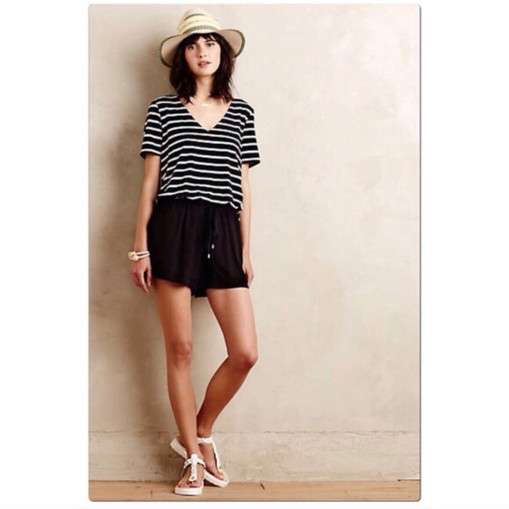 Anthropologie Elevenses Static Stripe Romper